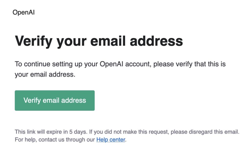Mail : Verify your email address (chatGPT)